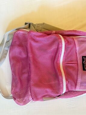 Jansport Pink Mesh Backpack with White Trim